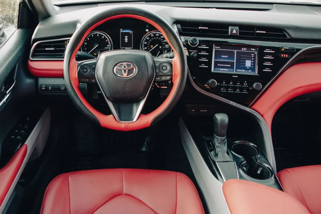 The cabin of a Toyota Camry