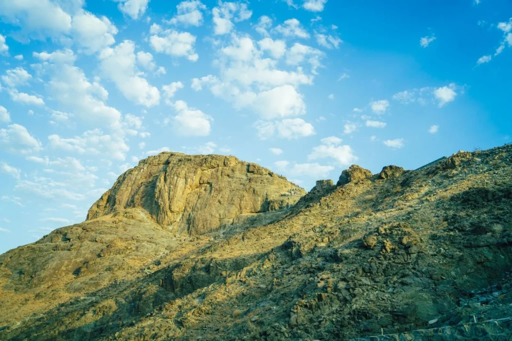 Jabal al-Nour in Makkah under a cloudy sky