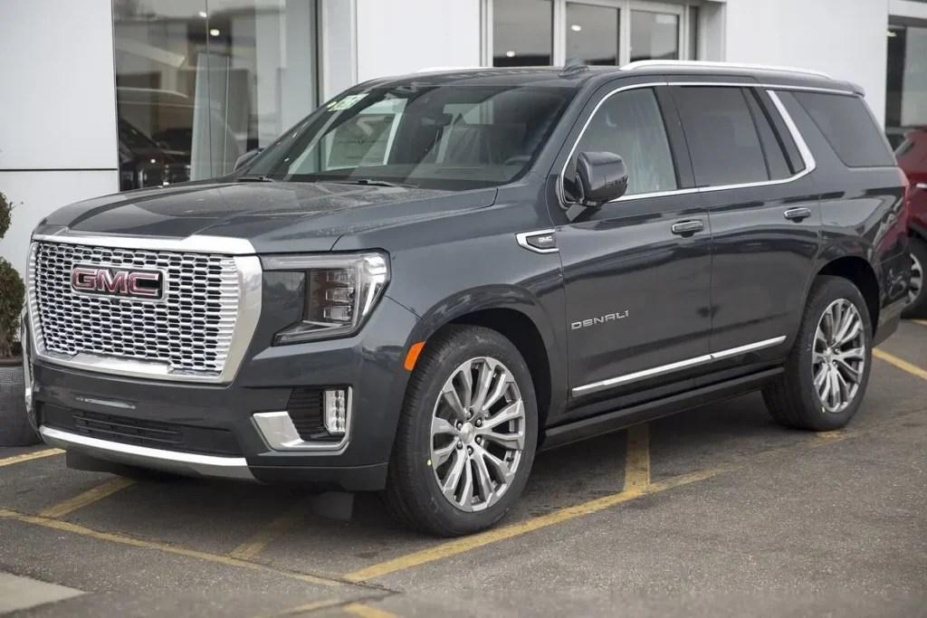 A GMC Yukon, front three quarter view
