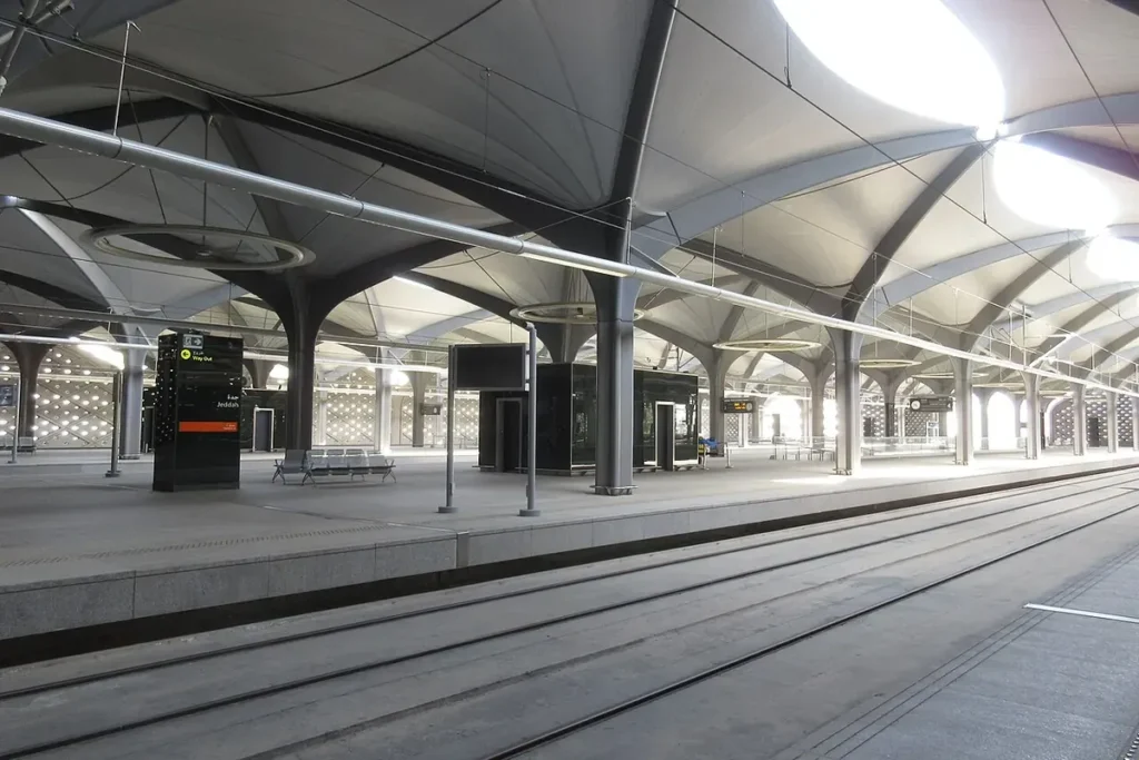 Empty platform at Al Sulaymaniyah station, Jeddah, on the Haramain High Speed Railway