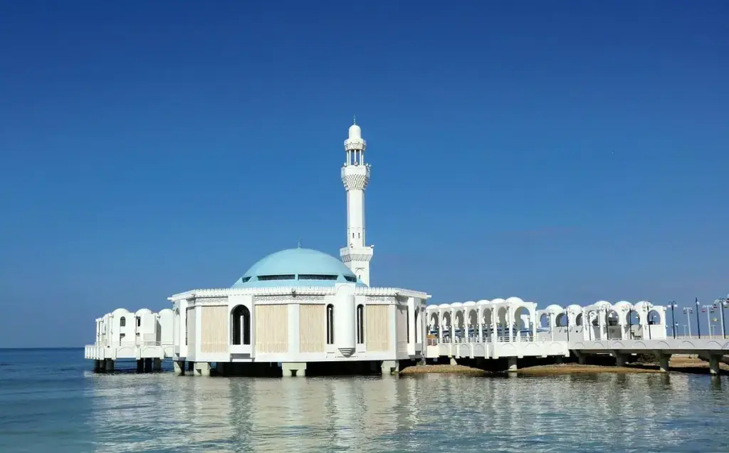 The Al Rahma floating mosque on the Red Sea in Jeddah