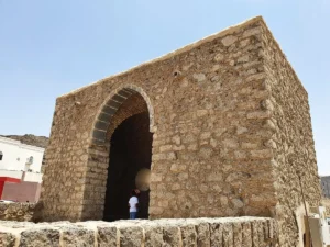 The Mosque of Umar ibn al-Khattab, a small arched stone building at the Seven Mosques