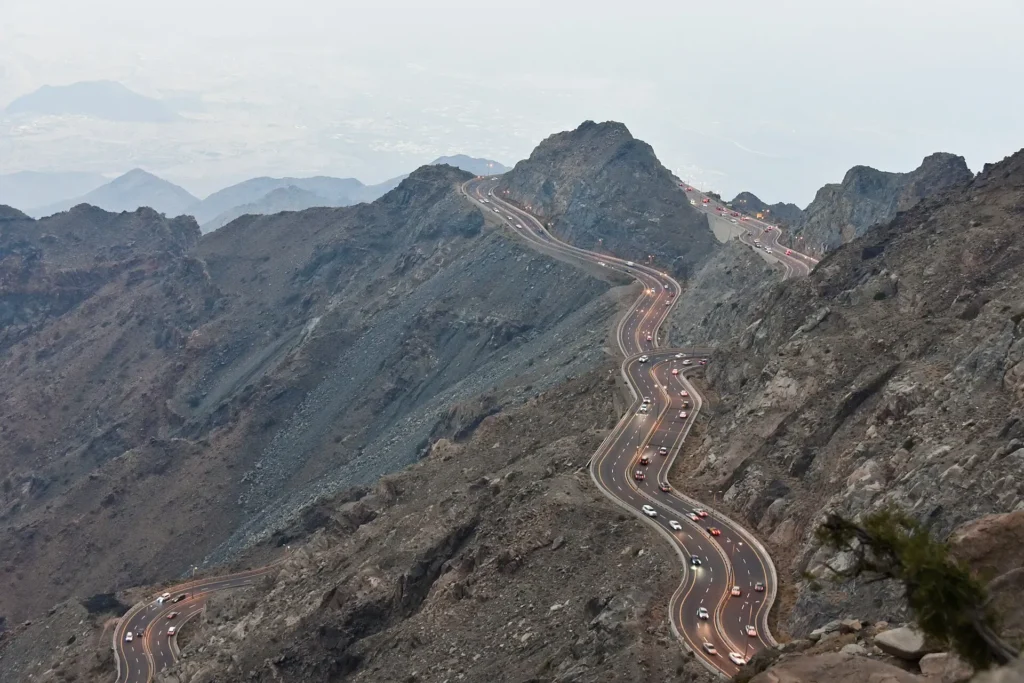 The Al Hada mountain road winding up the escarpment to Taif